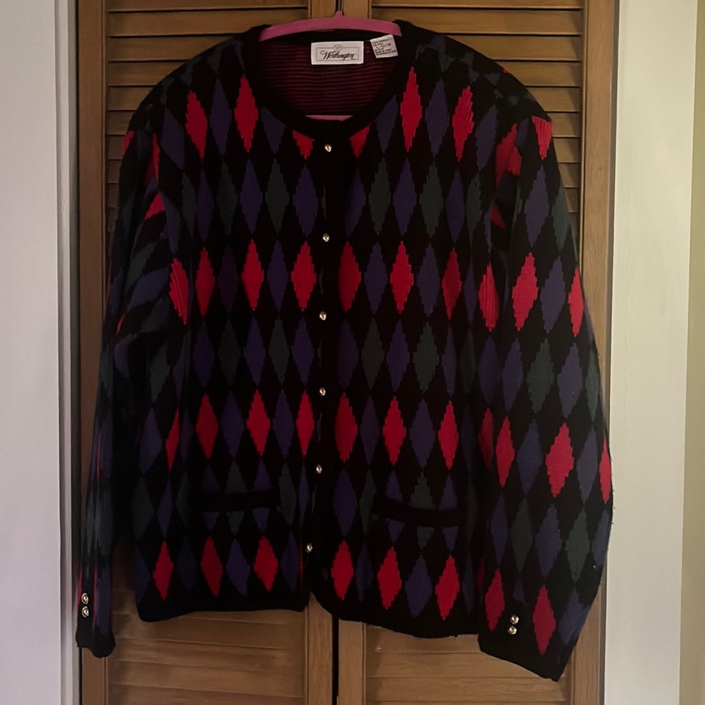 Vintage Diamond Checker Cardigan